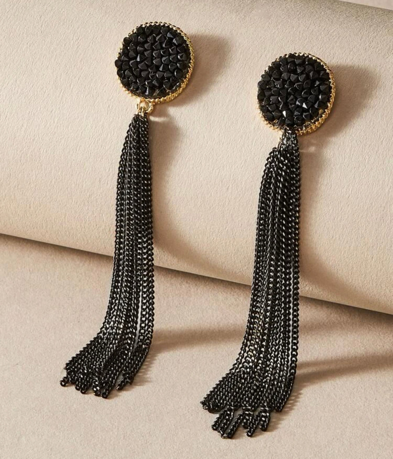 Rhinestones Tassel Drop Earrings