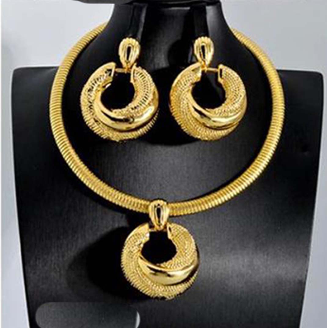 18k gold plated big earrings accompanied with a cord and pendant