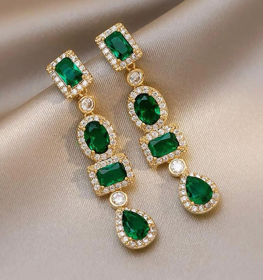 Rhinestone Geo Drop Earrings