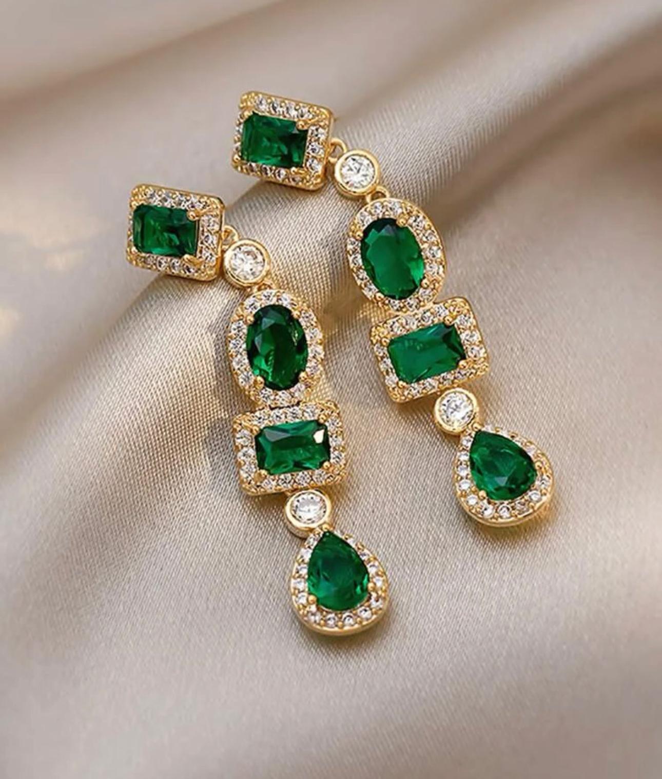 Rhinestone Geo Drop Earrings