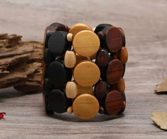 Multi Color Wooden Beaded Bracelet