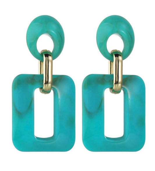 Teal blue color drop earrings