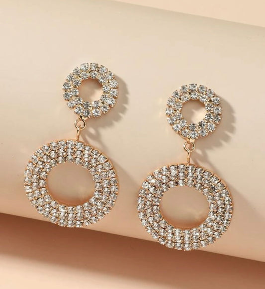 Rhinestone Circle Drop Earrings