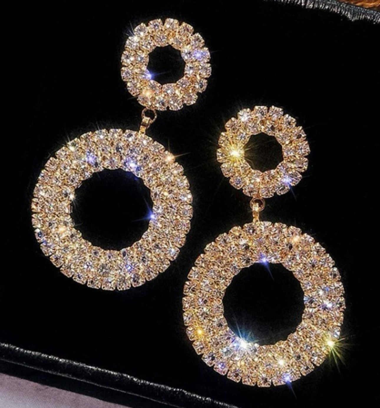 Rhinestone Circle Drop Earrings