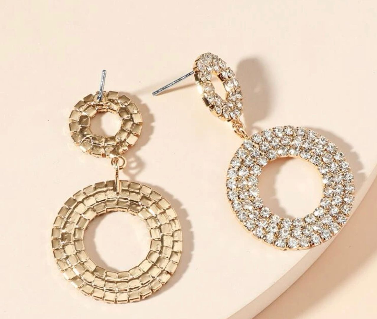 Rhinestone Circle Drop Earrings