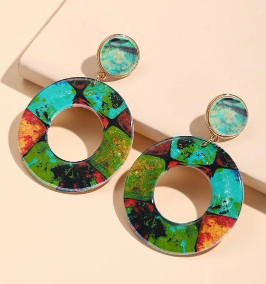 Multi-Color Drop Round Earrings